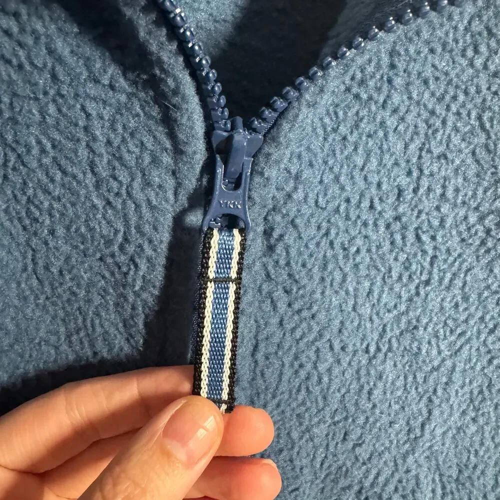 Orvis Jacket Men XL Full Zip Fleece Blue Logo Patch Gorpcore Outdoor Hiking Coat
